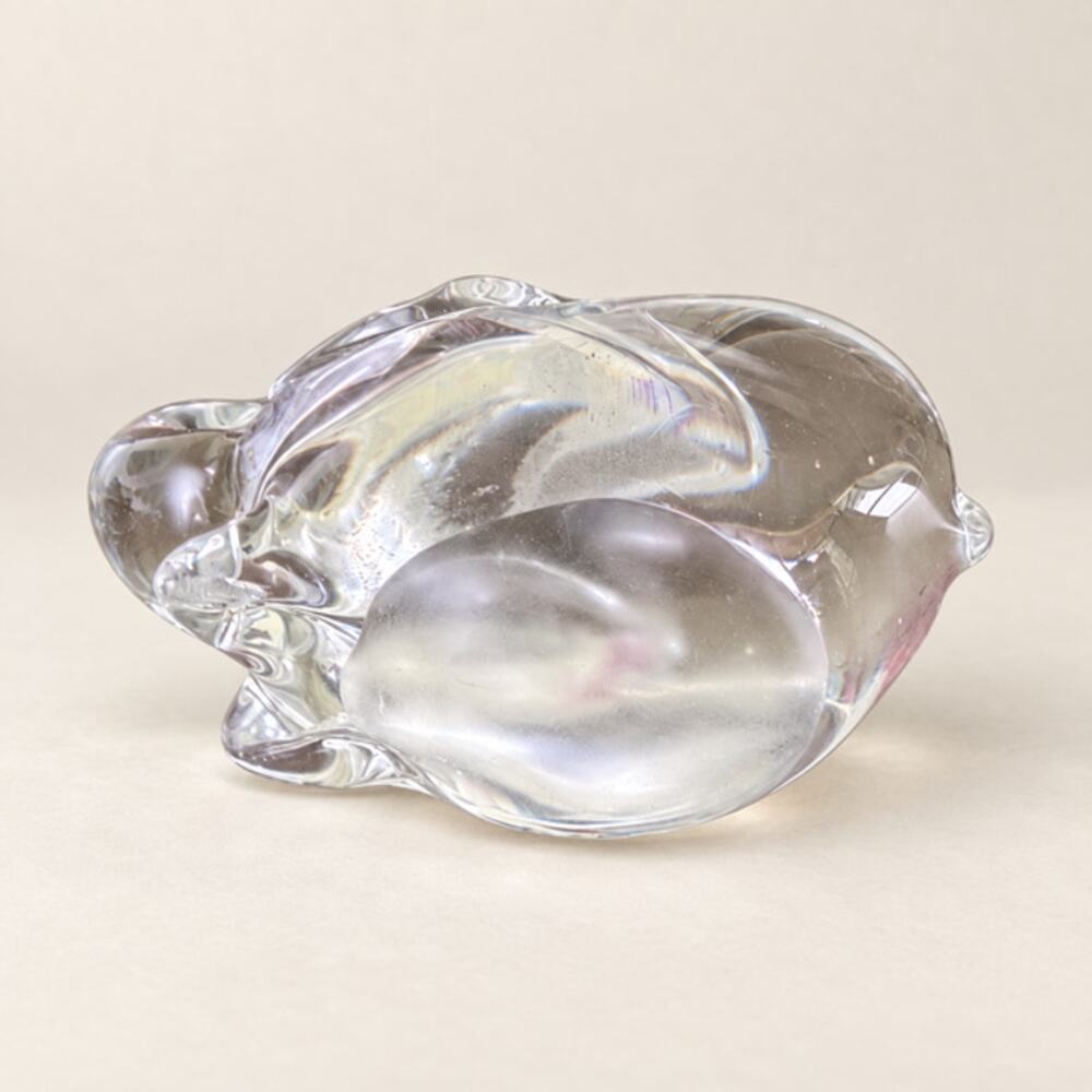 Vintage Clear Art Glass Bunny Rabbit Figurine Paperweight Controlled Bubbles